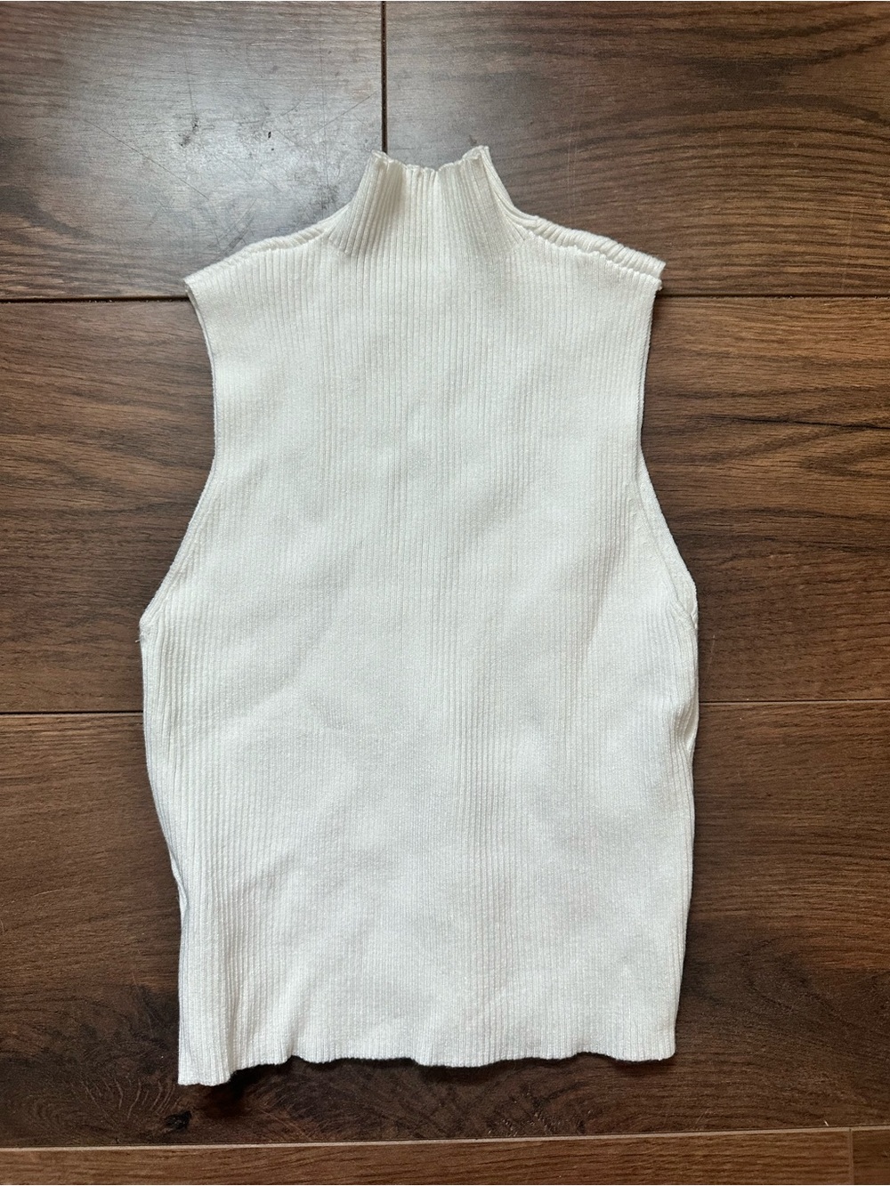 SHEIN White Ribbed Sleeveless Mock Neck Tank
